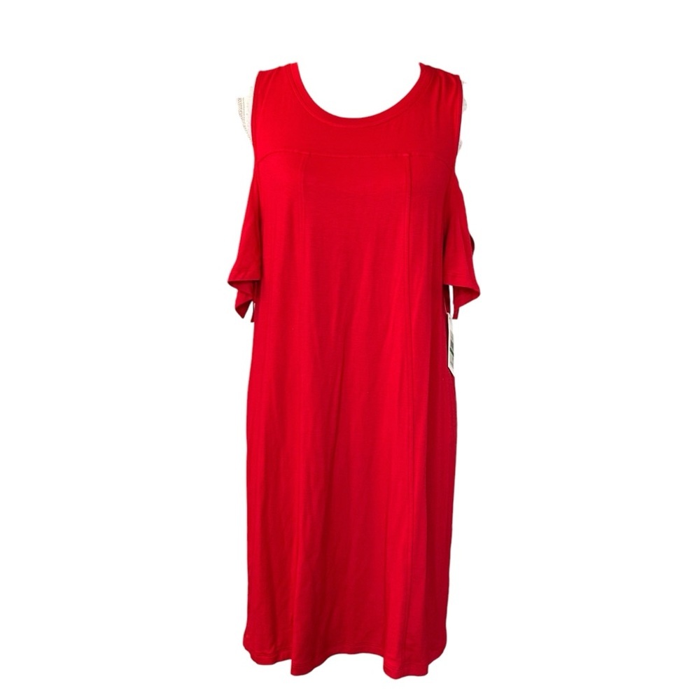 KENSIE‎ Cold Shoulder Tie Sleeve Shift Dress Women’s SZ Large Red Valentines NEW